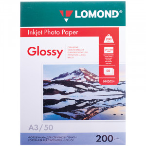 Фотобумага А3 для стр. принтеров Lomond, 200г/м2 (50л) глянцевая односторонняя Фотобумага А3 для стр. принтеров Lomond, 200г/м2 (50л) глянцевая односторонняя