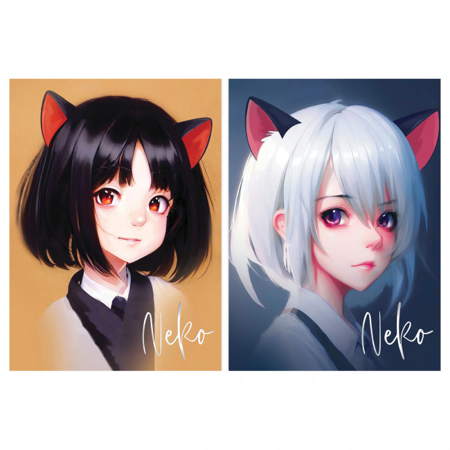 Блокнот А5 50л. на отрывной склейке MESHU "Neko", матовая ламинация, тиснение фольгой Блокнот А5 50л. на отрывной склейке MESHU "Neko", матовая ламинация, тиснение фольгой