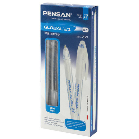 Ручка шариковая масляная PENSAN "Global-21", корпус прозрачный, узел 0,5 мм, линия 0,3 мм, синяя, 2221 (арт. 140654) Ручка шариковая масляная PENSAN "Global-21", корпус прозрачный, узел 0,5 мм, линия 0,3 мм, синяя, 2221 (арт. 140654)
