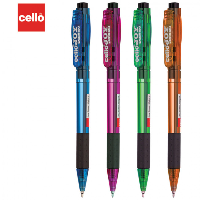 Ручка шариковая автоматическая Cello "Joy Neon tinted" синяя, 0,7мм, грип, корпус ассорти, штрих-код Ручка шариковая автоматическая Cello "Joy Neon tinted" синяя, 0,7мм, грип, корпус ассорти, штрих-код