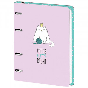 Тетрадь на кольцах А5, 120л., MESHU "Right cat", картон, мат. лам., выборочный УФ-лак