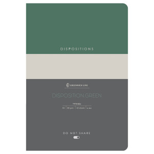 Тетрадь 40л., А5, клетка на сшивке Greenwich Line "Disposition. Green", матовая ламинация, тиснение фольгой, тон. блок 80г/м2