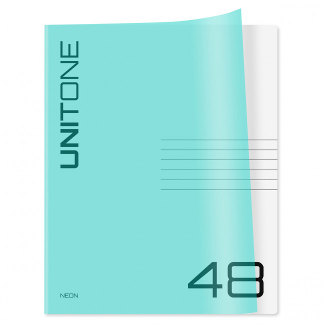 Тетрадь 48л. клетка BG "UniTone. Neon", пластиковая обложка, неон голубой Тетрадь 48л. клетка BG "UniTone. Neon", пластиковая обложка, неон голубой