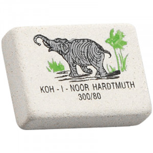 Ластик Koh-I-Noor "Elephant" 300/80, прямоугольный, натуральный каучук, 26*18,5*8мм, цветной слон