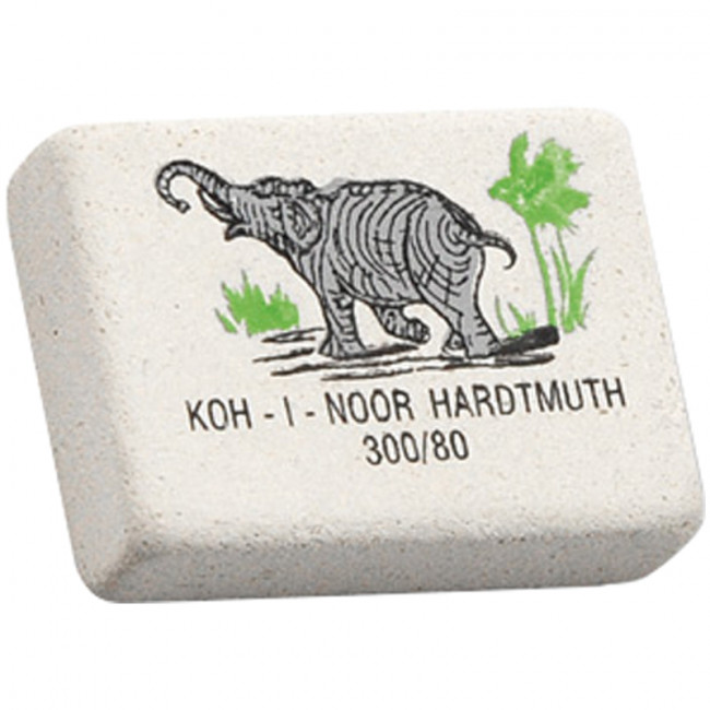Ластик Koh-I-Noor "Elephant" 300/80, прямоугольный, натуральный каучук, 26*18,5*8мм, цветной слон