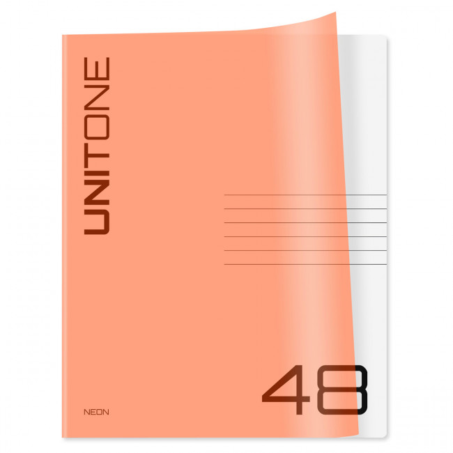 Тетрадь 48л. клетка BG "UniTone. Neon", пластиковая обложка, неон оранжевый Тетрадь 48л. клетка BG "UniTone. Neon", пластиковая обложка, неон оранжевый