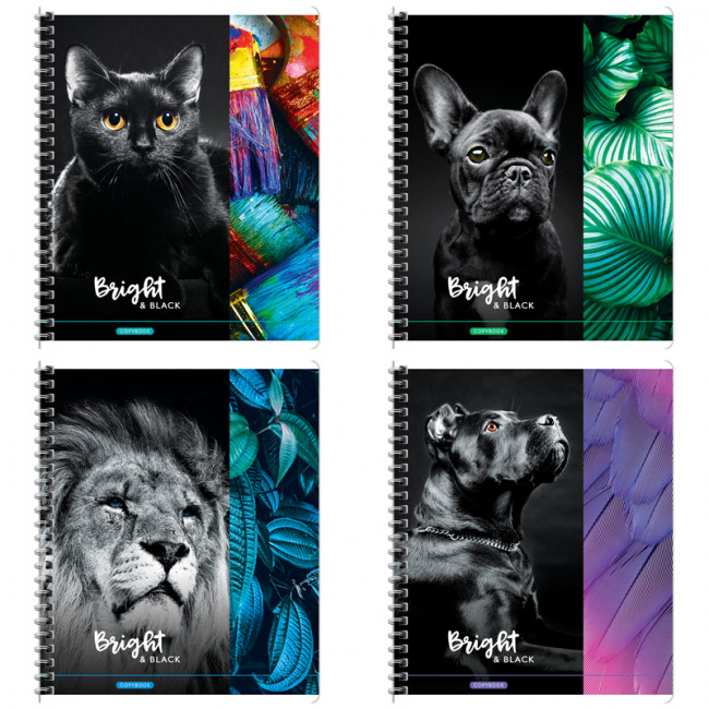 Тетрадь 80л А5 клетка ArtSpace Животные. Bright&black 26757
