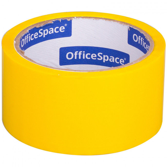 Клейкая лента упаковочная OfficeSpace, 48мм*40м, 45мкм, желтая, ШК Клейкая лента упаковочная OfficeSpace, 48мм*40м, 45мкм, желтая, ШК