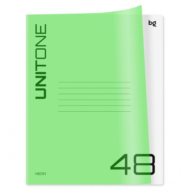 Тетрадь 48л. клетка BG "UniTone. Neon", пластиковая обложка, неон салатовый Тетрадь 48л. клетка BG "UniTone. Neon", пластиковая обложка, неон салатовый