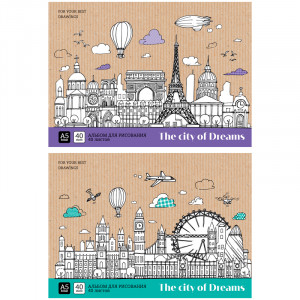 Альбом для рисования 40л., А5, на склейке ArtSpace "Путешествия. City of dreams"