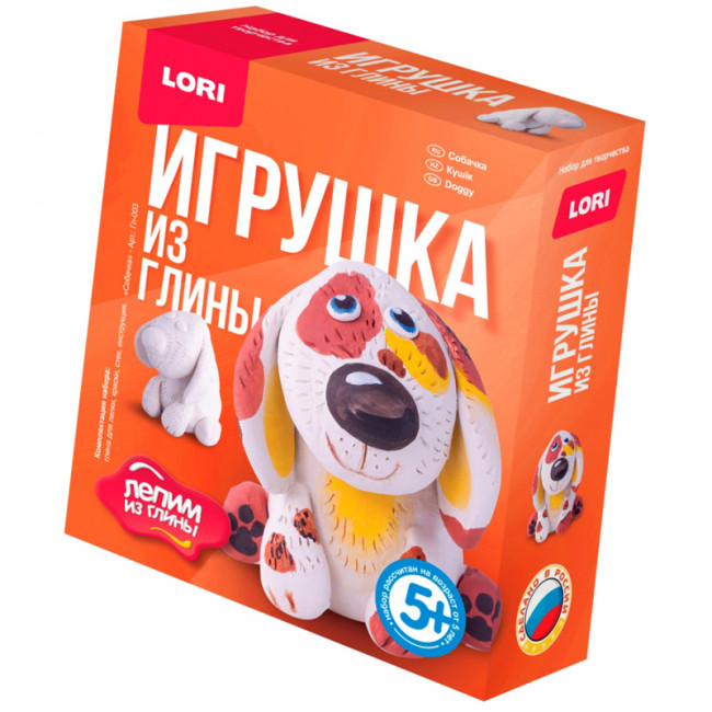 Набор для изготовления игрушки из глины Lori "Лепим из глины. Собачка", от 5-ти лет, картон Набор для изготовления игрушки из глины Lori "Лепим из глины. Собачка", от 5-ти лет, картон