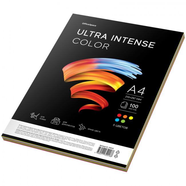 Бумага цветная OfficeSpace "Ultra Intense Color", A4, 80 г/м², 100л., (5 цветов) Бумага цветная OfficeSpace "Ultra Intense Color", A4, 80 г/м², 100л., (5 цветов)