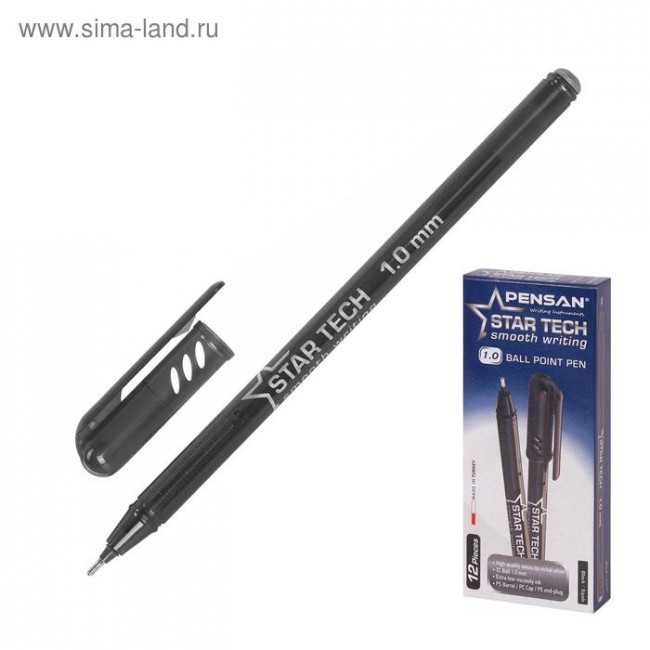 Ручка шариковая масляная Pensan "Star Tech", чернила черные, узел 1 мм, линия письма 0,8 мм Ручка шариковая масляная Pensan "Star Tech", чернила черные, узел 1 мм, линия письма 0,8 мм