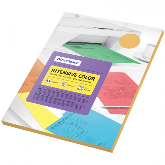 Бумага цветная OfficeSpace "Intensive Color", A4, 80 г/м², 100л., (оранжевый) Бумага цветная OfficeSpace "Intensive Color", A4, 80 г/м², 100л., (оранжевый)